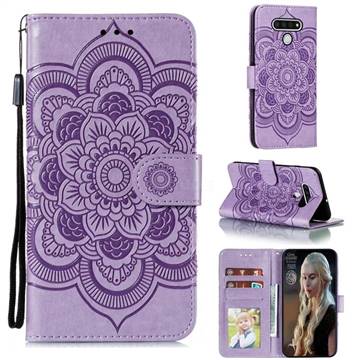 Intricate Embossing Datura Solar Leather Wallet Case for LG Stylo 6 - Purple