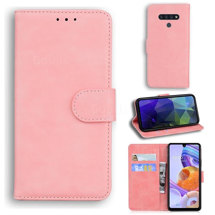Retro Classic Skin Feel Leather Wallet Phone Case for LG Stylo 6 - Pink