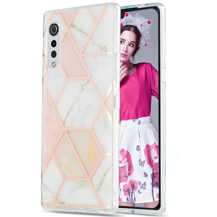 Pink White Marble Pattern Galvanized Electroplating Protective Case Cover for LG Velvet 5G (LG G9 G900)