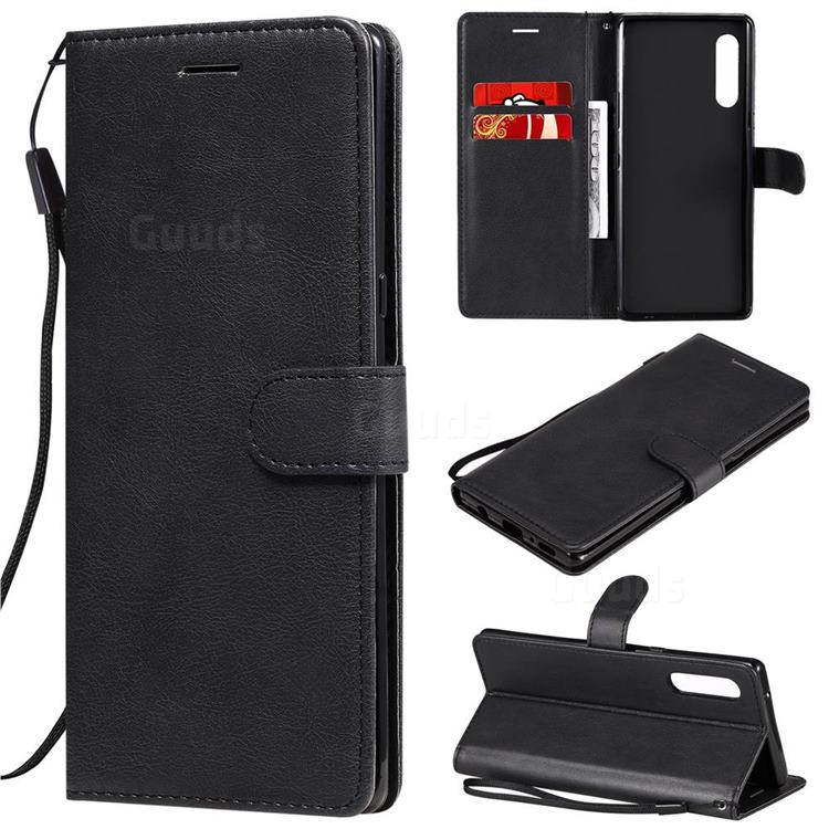 Retro Greek Classic Smooth PU Leather Wallet Phone Case for LG Velvet 5G (LG G9 G900) - Black
