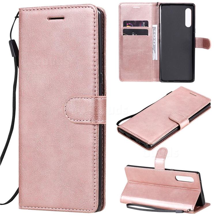 Retro Greek Classic Smooth PU Leather Wallet Phone Case for LG Velvet 5G (LG G9 G900) - Rose Gold