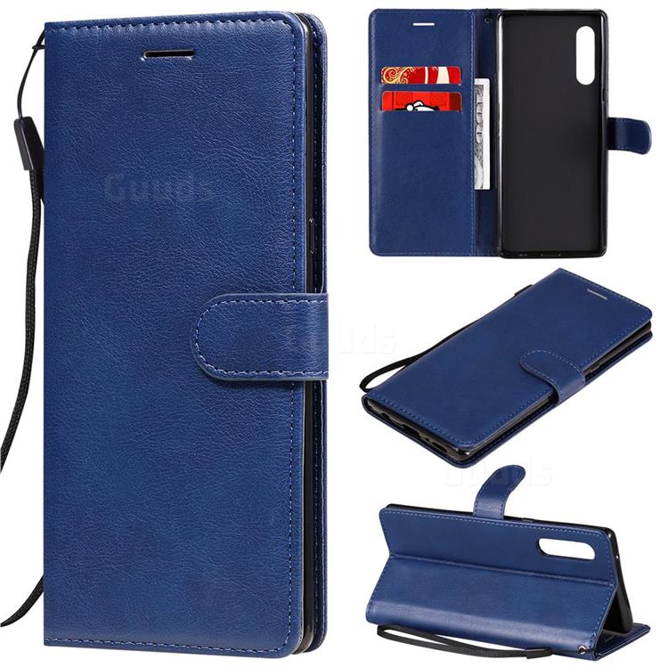 Retro Greek Classic Smooth PU Leather Wallet Phone Case for LG Velvet 5G (LG G9 G900) - Blue