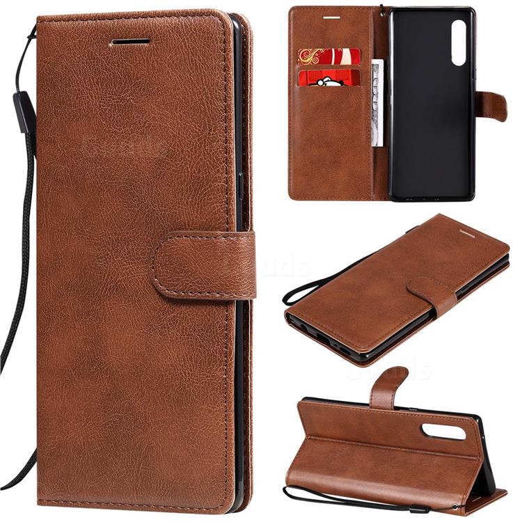 Retro Greek Classic Smooth PU Leather Wallet Phone Case for LG Velvet 5G (LG G9 G900) - Brown