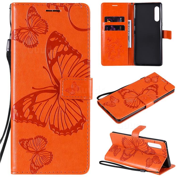 Embossing 3D Butterfly Leather Wallet Case for LG Velvet 5G (LG G9 G900) - Orange