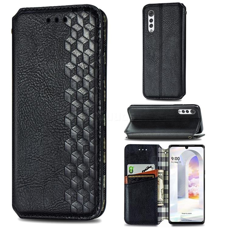 Ultra Slim Fashion Business Card Magnetic Automatic Suction Leather Flip Cover for LG Velvet 5G (LG G9 G900) - Black