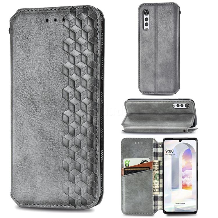 Ultra Slim Fashion Business Card Magnetic Automatic Suction Leather Flip Cover for LG Velvet 5G (LG G9 G900) - Grey