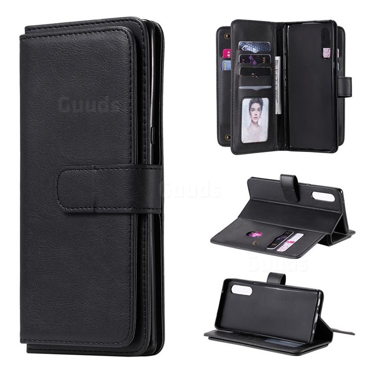 Multi-function Ten Card Slots and Photo Frame PU Leather Wallet Phone Case Cover for LG Velvet 5G (LG G9 G900) - Black