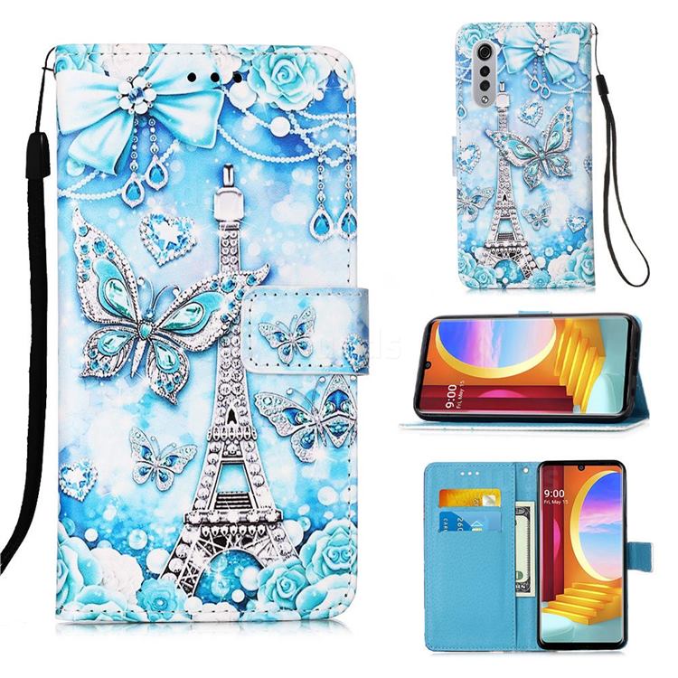Tower Butterfly Matte Leather Wallet Phone Case for LG Velvet 5G (LG G9 G900)