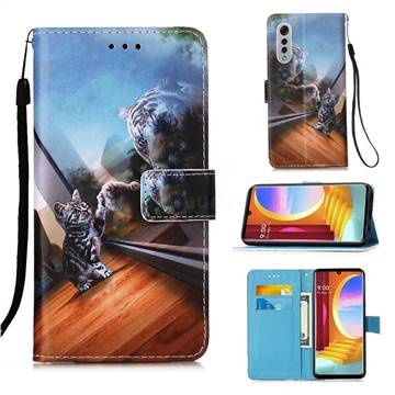 Mirror Cat Matte Leather Wallet Phone Case for LG Velvet 5G (LG G9 G900)