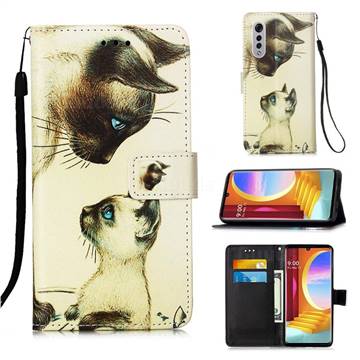 Cat Confrontation Matte Leather Wallet Phone Case for LG Velvet 5G (LG G9 G900)