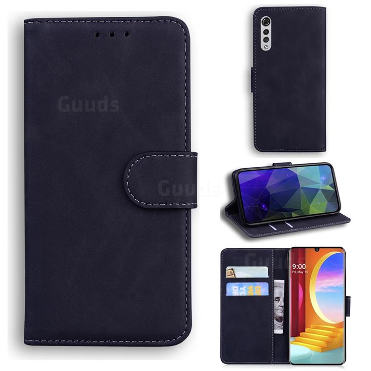 Retro Classic Skin Feel Leather Wallet Phone Case for LG Velvet 5G (LG G9 G900) - Black