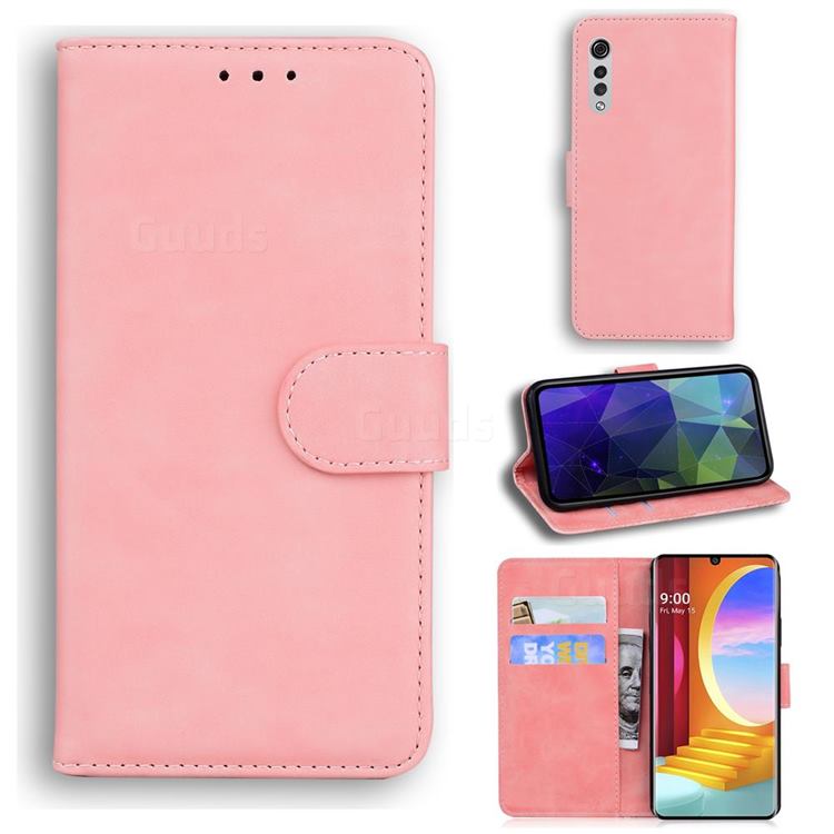 Retro Classic Skin Feel Leather Wallet Phone Case for LG Velvet 5G (LG G9 G900) - Pink