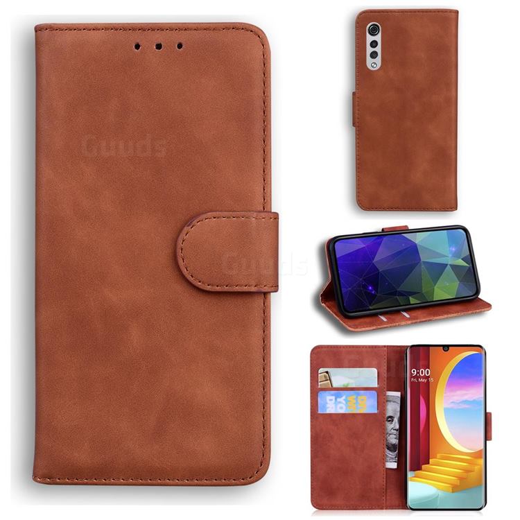 Retro Classic Skin Feel Leather Wallet Phone Case for LG Velvet 5G (LG G9 G900) - Brown