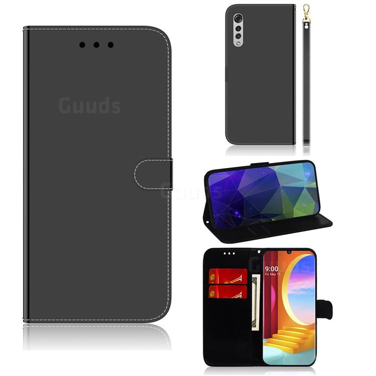 Shining Mirror Like Surface Leather Wallet Case for LG Velvet 5G (LG G9 G900) - Black