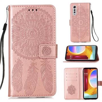 Embossing Dream Catcher Mandala Flower Leather Wallet Case for LG Velvet 5G (LG G9 G900) - Rose Gold
