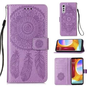 Embossing Dream Catcher Mandala Flower Leather Wallet Case for LG Velvet 5G (LG G9 G900) - Purple
