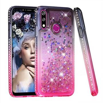 Diamond Frame Liquid Glitter Quicksand Sequins Phone Case for LG W10 - Gray Pink
