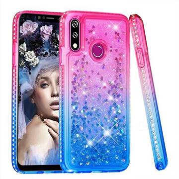 Diamond Frame Liquid Glitter Quicksand Sequins Phone Case for LG W10 - Pink Blue