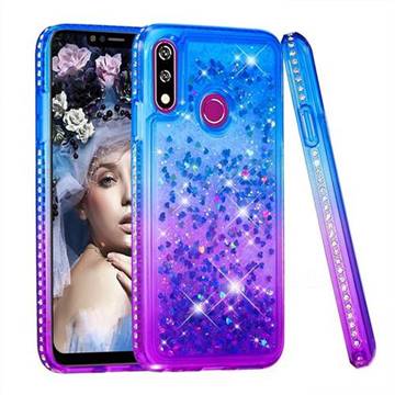 Diamond Frame Liquid Glitter Quicksand Sequins Phone Case for LG W10 - Blue Purple