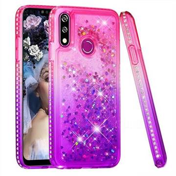 Diamond Frame Liquid Glitter Quicksand Sequins Phone Case for LG W10 - Pink Purple