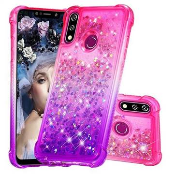 Rainbow Gradient Liquid Glitter Quicksand Sequins Phone Case for LG W10 - Pink Purple