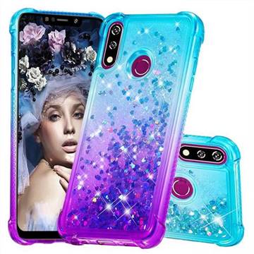 Rainbow Gradient Liquid Glitter Quicksand Sequins Phone Case for LG W10 - Blue Purple