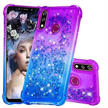 Rainbow Gradient Liquid Glitter Quicksand Sequins Phone Case for LG W10 - Purple Blue