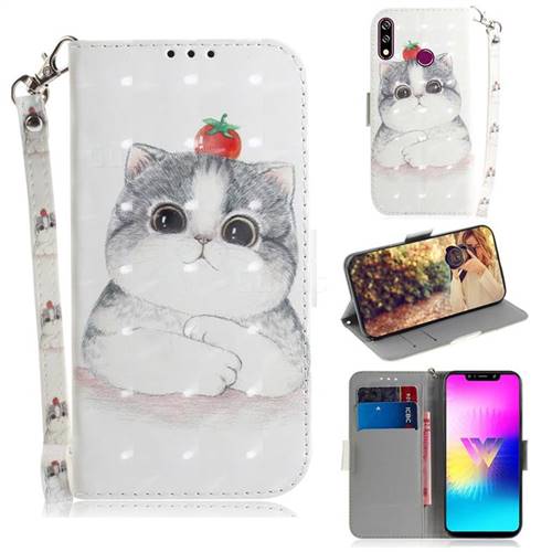Cute Tomato Cat 3D Painted Leather Wallet Phone Case for LG W10