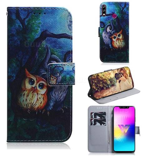 Oil Painting Owl PU Leather Wallet Case for LG W10