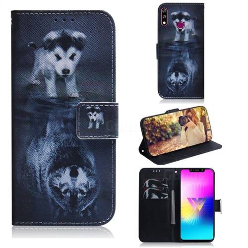 Wolf and Dog PU Leather Wallet Case for LG W10