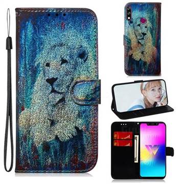 White Lion Laser Shining Leather Wallet Phone Case for LG W10