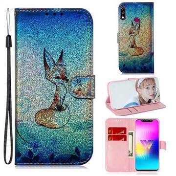 Cute Fox Laser Shining Leather Wallet Phone Case for LG W10