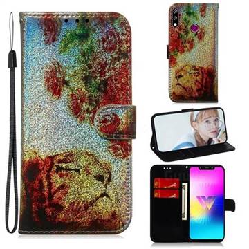 Tiger Rose Laser Shining Leather Wallet Phone Case for LG W10