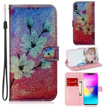 Magnolia Laser Shining Leather Wallet Phone Case for LG W10