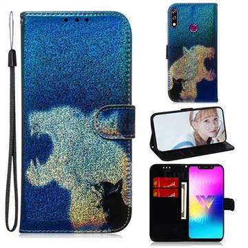 Cat and Leopard Laser Shining Leather Wallet Phone Case for LG W10