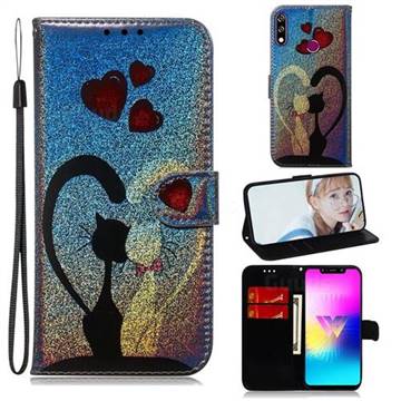 Love Cat Laser Shining Leather Wallet Phone Case for LG W10