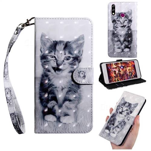 Smiley Cat 3D Painted Leather Wallet Case for LG W10