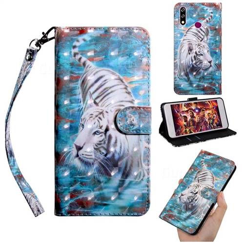 White Tiger 3D Painted Leather Wallet Case for LG W10