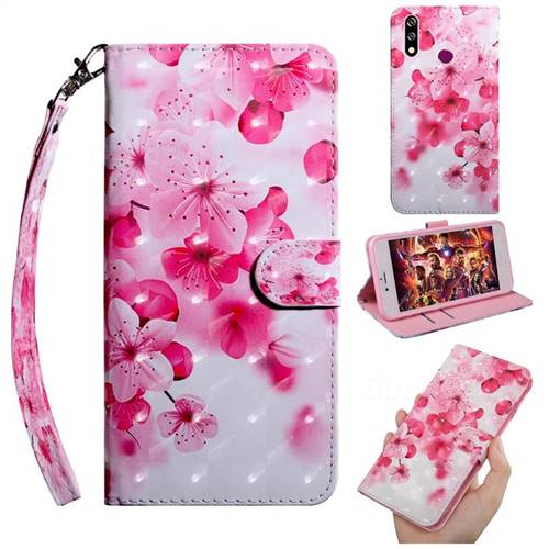 Peach Blossom 3D Painted Leather Wallet Case for LG W10