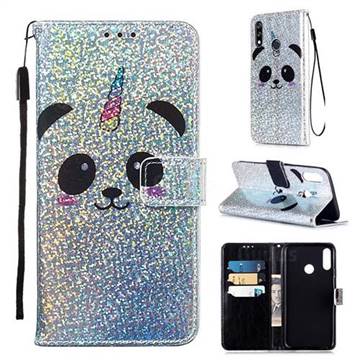 Panda Unicorn Sequins Painted Leather Wallet Case for LG W10