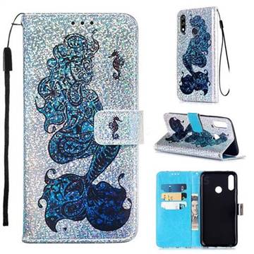Mermaid Seahorse Sequins Painted Leather Wallet Case for LG W10