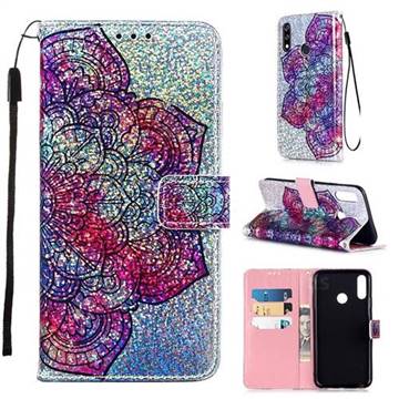 Glutinous Flower Sequins Painted Leather Wallet Case for LG W10