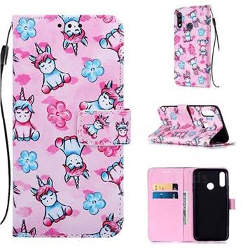 Unicorn and Flowers Matte Leather Wallet Phone Case for LG W10