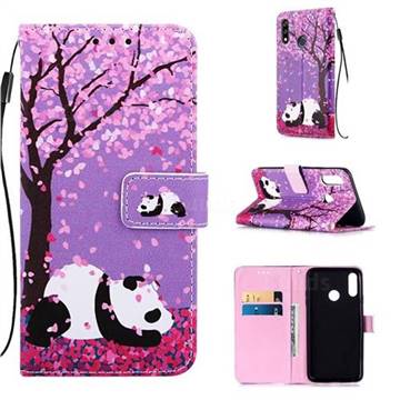 Cherry Blossom Panda Matte Leather Wallet Phone Case for LG W10