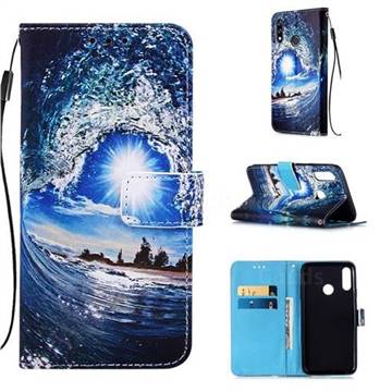 Waves and Sun Matte Leather Wallet Phone Case for LG W10