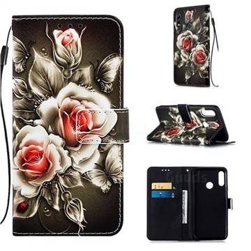 Black Rose Matte Leather Wallet Phone Case for LG W10
