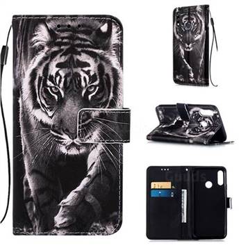 Black and White Tiger Matte Leather Wallet Phone Case for LG W10