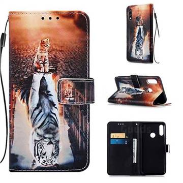 Cat and Tiger Matte Leather Wallet Phone Case for LG W10