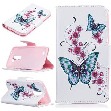 Peach Butterflies Leather Wallet Case for LG K10