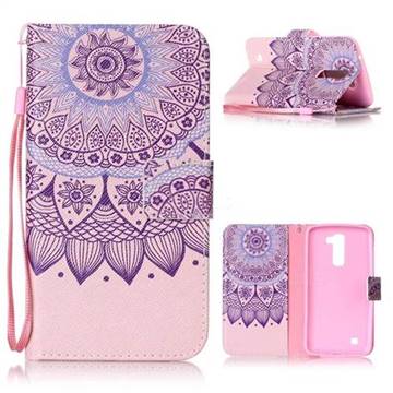 Purple Sunflower Leather Wallet Phone Case for LG K10